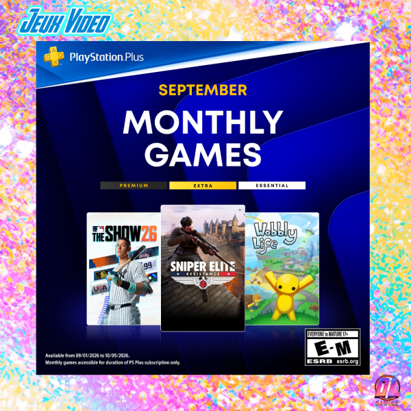 PlayStation Plus : les jeux gratuits de Septembre 2026 dévoilés