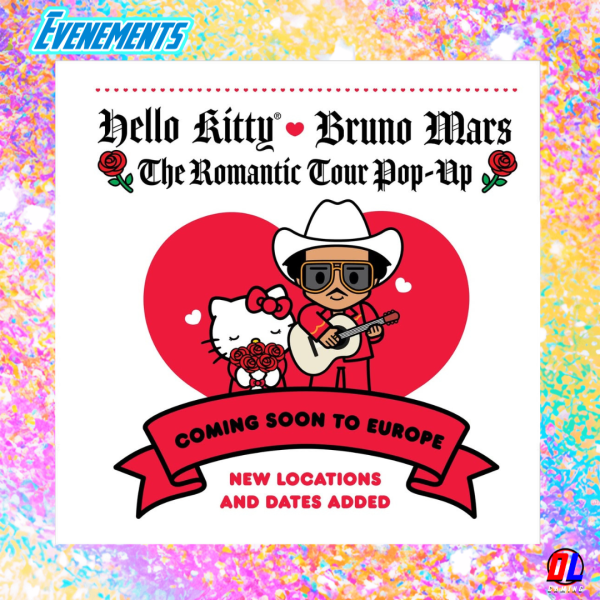 Bruno Mars lance ses Pop-Up Stores exclusifs Hello Kitty x Bruno Mars pour le Romantic Tour en Europe
